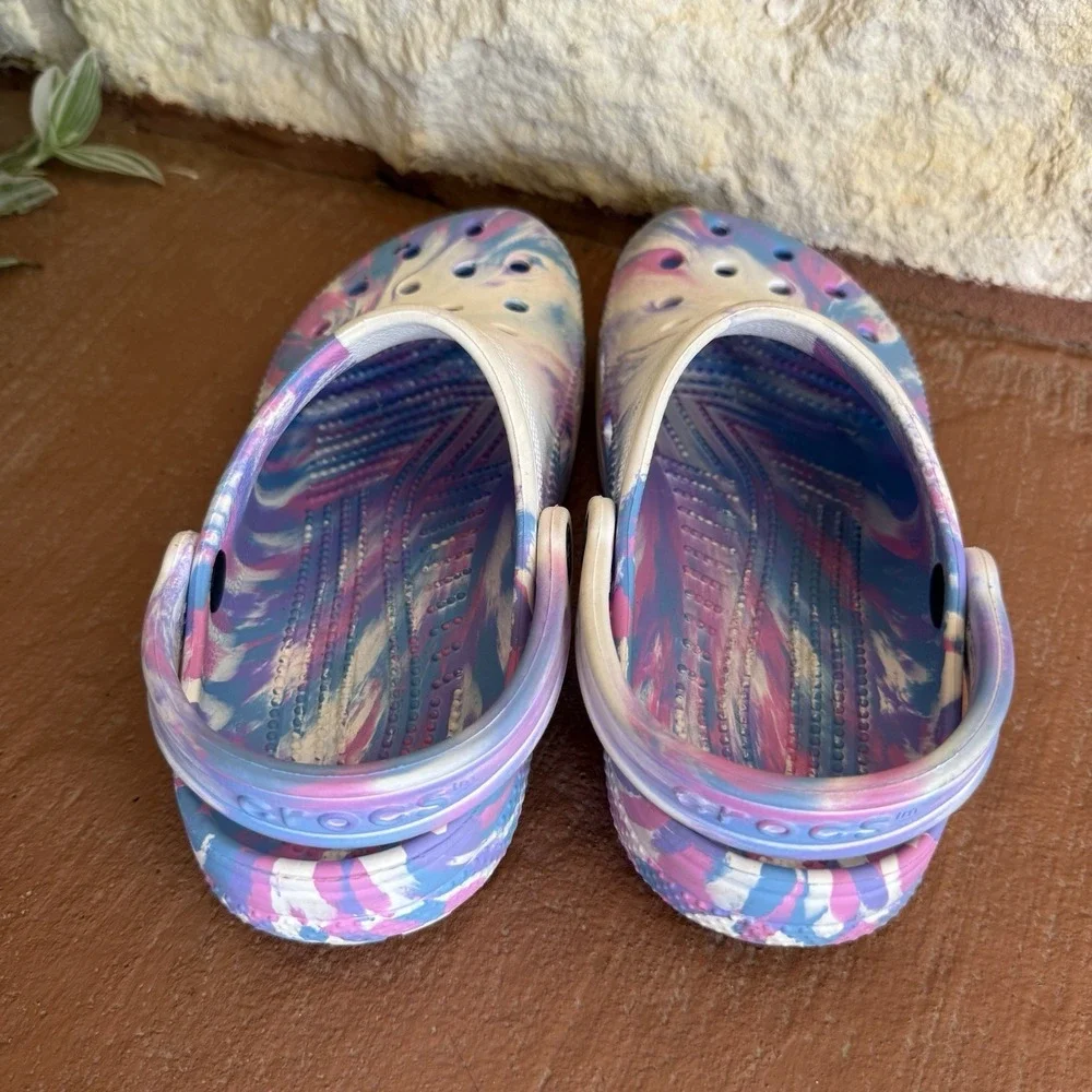 Crocs Classic Clog 206838 Unisex Marbled Pink Purple White Kids Size 4